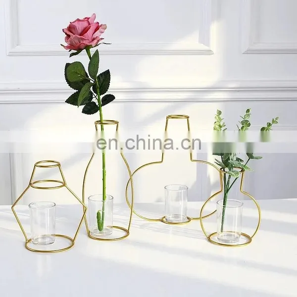 Retro Iron Line Table Flowers Vases Nordic Decoration Home Metal Plant Holder Nordic Styles Flower Vase Home Decor photo-2