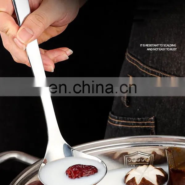 7 Inch Long Handle Stainless Steel Hanging Hot Pot Scoop Kitchen Cooking Spoon Soup Ladle Colander Spoon photo-2
