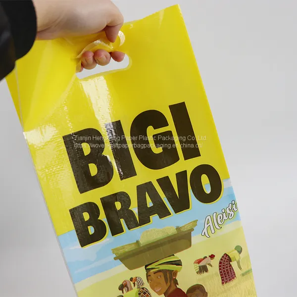 Polypropylene Sacks Manufacturer Fashion Recycled Colorful Strip Laminated pp Woven Shopping Bag With Handle