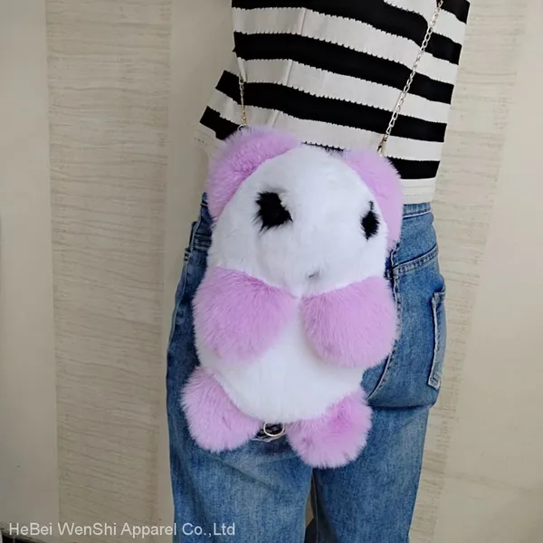 0182023 New Plush Panda Schoolbag Cute Backpack Panda Artificial Fur Bag Plush Toys China Wholesale photo-3