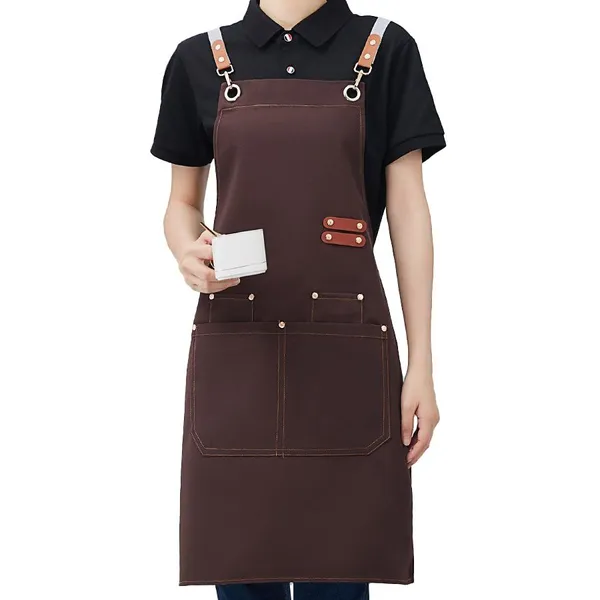 Wholesale Canvas Apron Custom Logo Big Pockets Kitchen Clothes Apron photo-5