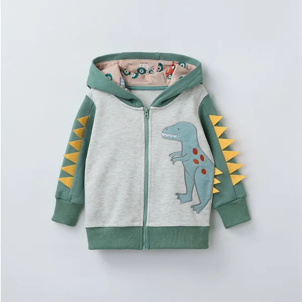 Boys’ Dinosaur Appliqué Full-Zip Hooded Jacket