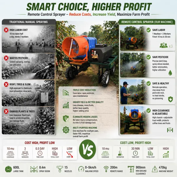 Smart Remote Controlled Farm Sprayer with 600L Tank Mobile Fog Cannon for Crop Protection and Dust Control