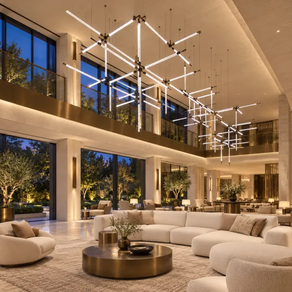 Linear LED Cross Bar Chandelier for Hotel Lobby