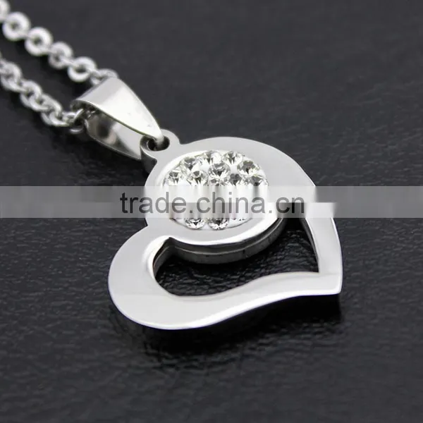 Titanium Heart Pendant Necklace Jewelry Diamond Cut Heart-shaped Clavicle Chains Wholesale photo-2