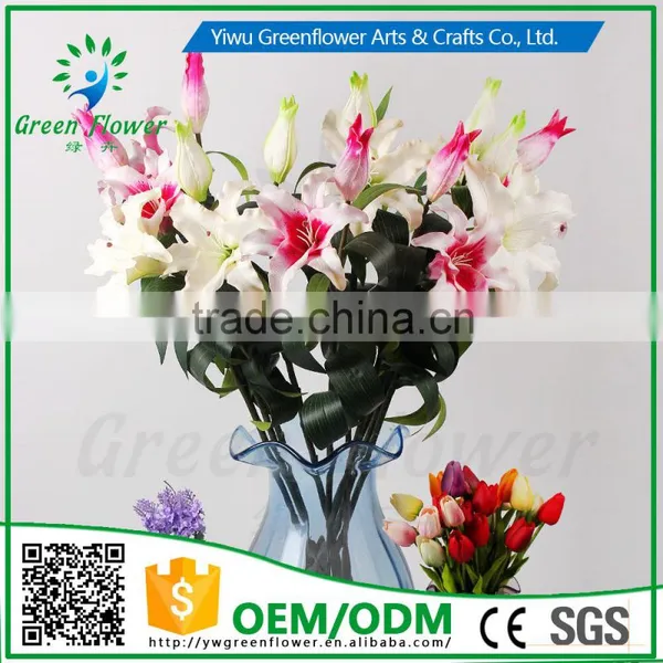 2016 Wholesale Multicolor Latex Artificial PU Flowers Lily Real Touch Bouquet Wedding Bridal Decor Display Flower photo-5