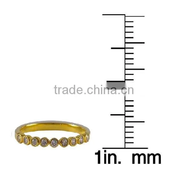 Gold Plated Sterling Silver Bezel Cubic Zirconia Right Hand Ring Wholesale photo-2