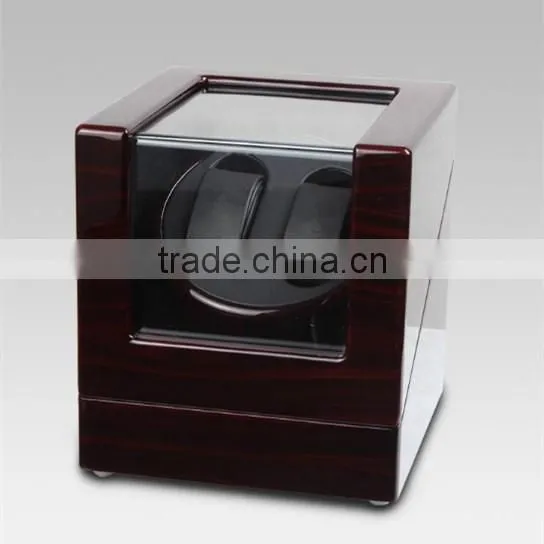 Custom Logo Printed 2 Slot Glossy Wooden Safety Automatic Watch Winder photo-3