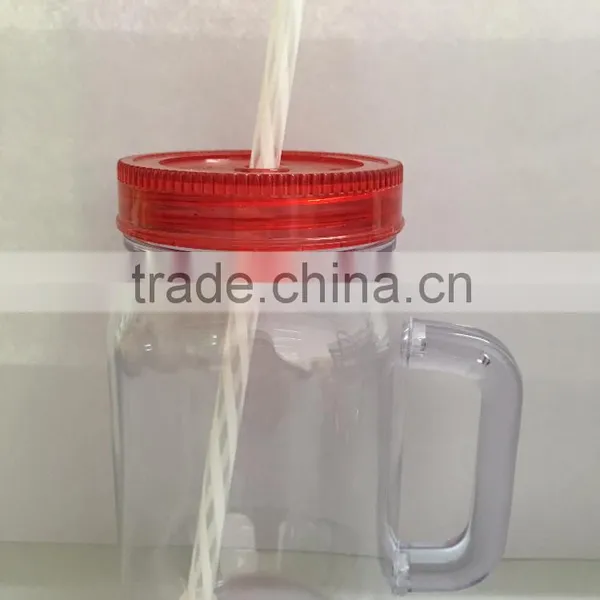 Plastic Mason Jar With Straw and Many Different Size, Colors