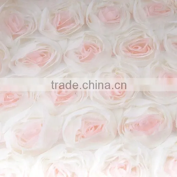 2014 Newest Design Three-dimensional Chiffon Rose Embroidery Lace Fabric Supplier's Choice photo-3