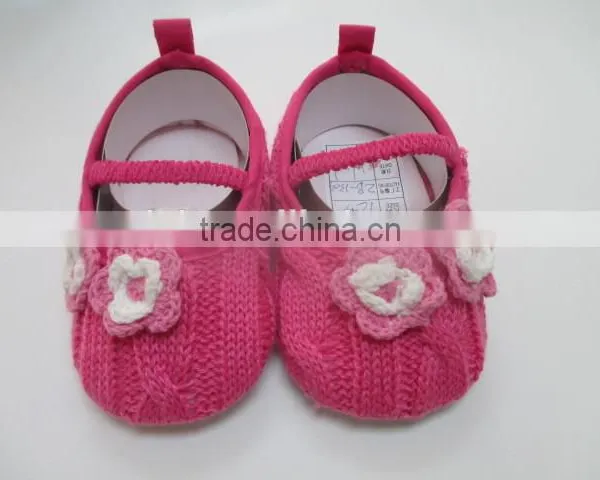 Knitting upper flower baby shoes comfortable baby maryjane prewalker