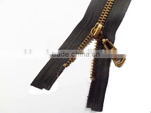5# Aluminum Zipper Bronze Teeth Zipper Open End With Customer's Slider Puller Cloth Zipper photo-3