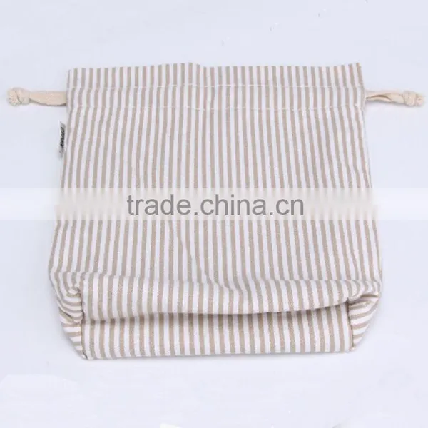 Striped Printing Small Cotton Drawstring Bag for Wholesale Supplier's Choice photo-3