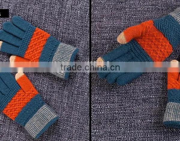 Wholesale Contrast Color Touch Sreen Gloves For Lifestyle With 2 Conductive Fiber Fingertips photo-4