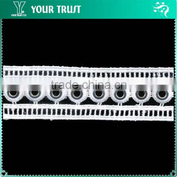 Rhodium Round 10MM Metal Grommet Eyelet White Polyester Lace Strips Trimming photo-3