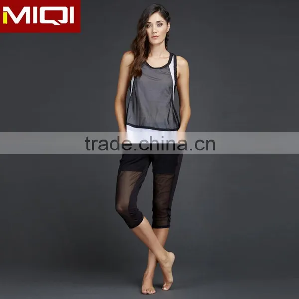 Professional Yoga Clothing Women Fancy Yoga Capri Mesh Leggings photo-3