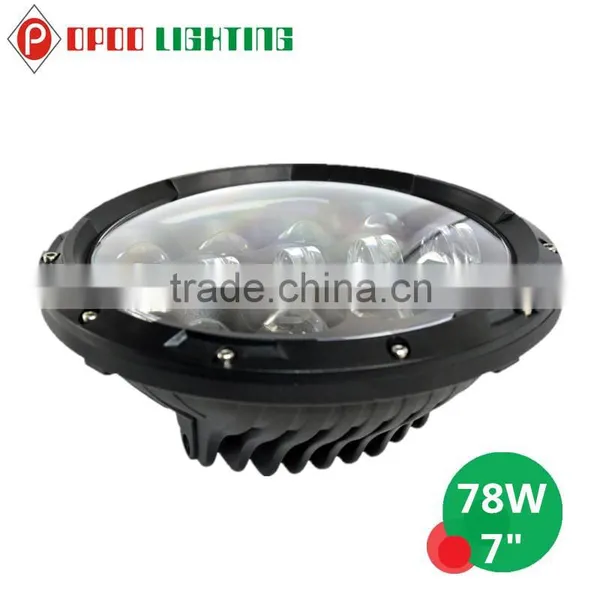 Top New 7" Round Jeep Headlight, 78W Hi/Low Jeep Headlight With H4 H13 Converter photo-4