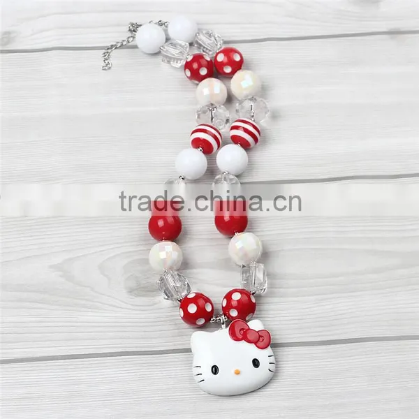 Personalized Hot Sale Red and White Necklace With Hello Kitty Doll Baby Girl Doll Necklace With Hairband photo-5