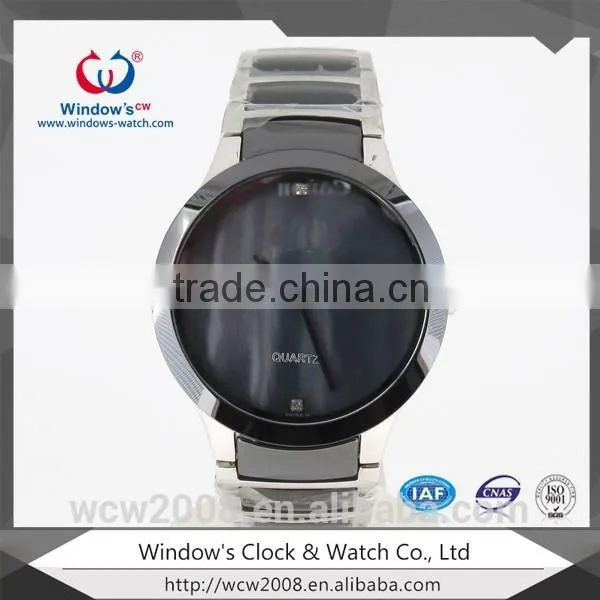 Tungsten Steel and Black Ceramic Watch Sapphire Glass Watch