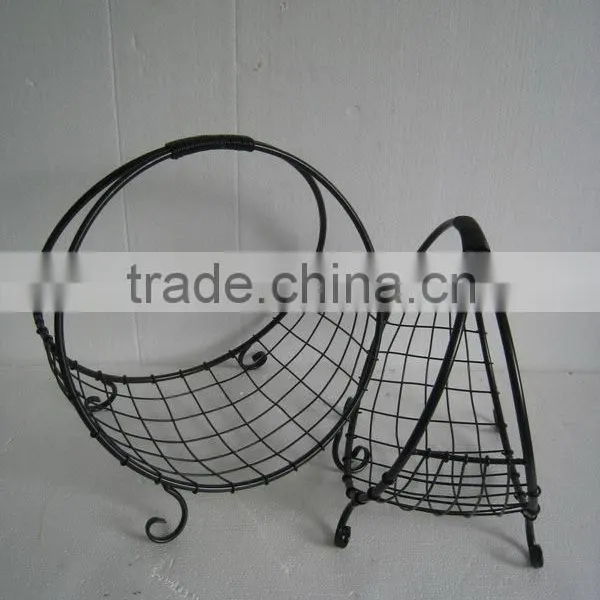 Popular Shabby Chic Anti Black Metal Garden Outdoor Iron Fruit Basket