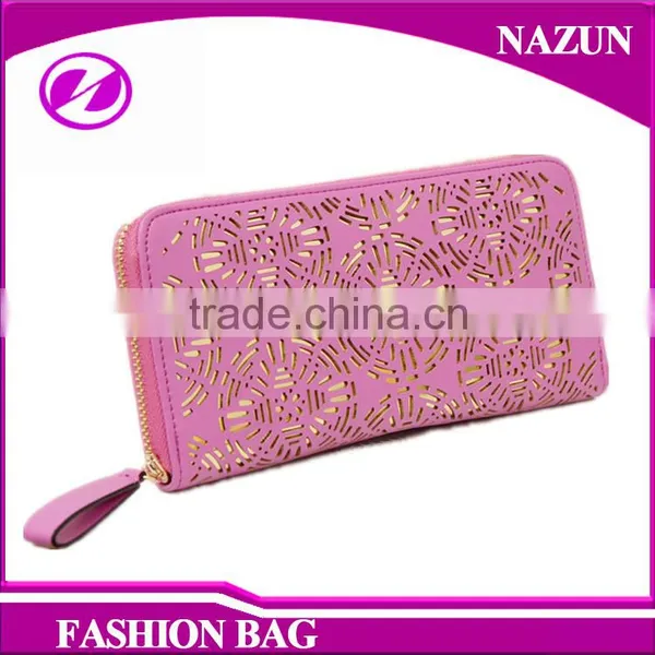 Long Style Western Coin Purse Card Holders Fashion Women Hollow Out Leather Wallet
