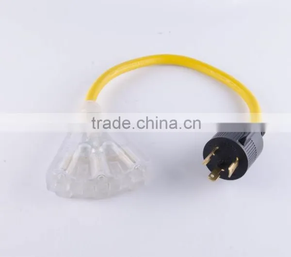 Z90105 Locking L5-30P Generator Plug to Tri-outlet Cord