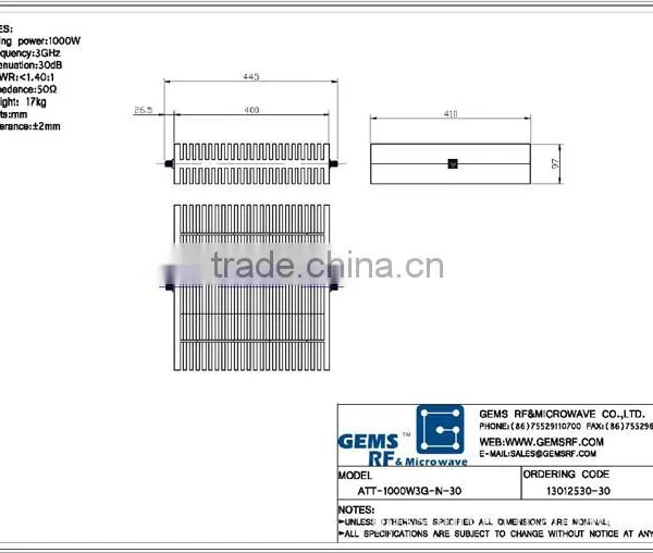 1000W High-power Coaxial Fixed Attenuator DC-3GHz photo-2