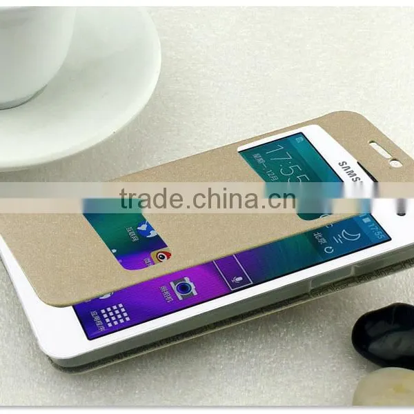 Sand Pattern PU Leather Two Window Anti-friction Waterproof Case Cover With Sucker Buckle for Samsung Galaxy J7 photo-2