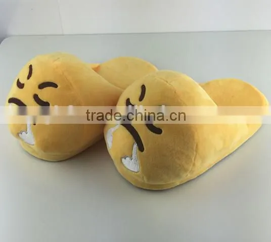 2015 China Supplier Soft Velvet Home Girls Emoji Slipper