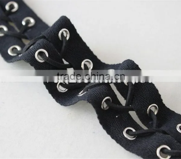 100% Cotton Lace Matal Eyelet Embroidery Lace Trim in Black Color for Ladies photo-5