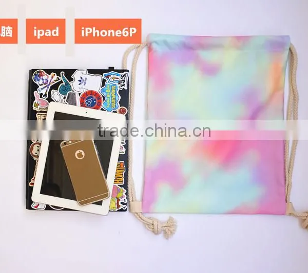 Promotional Canvas Pattern Printing Drawstring Backpack Bag photo-6
