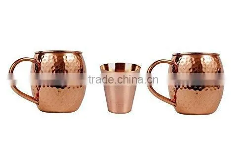 Set of 4 Pure Copper Beer Mugs With Copper Shot Glass , Moscow Mule Mug 100% SOLID COPPER MUGS MANUFACTURER INDIA photo-3