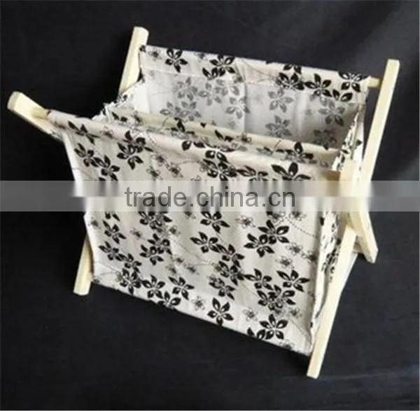 Factory price foldable wooden newspaper holder with fabric wholesale
