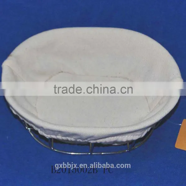 Metal Bread Basket With Cloth Liner photo-2