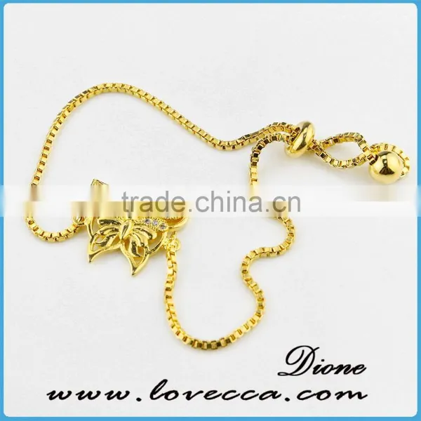 24k Real Gold Plated Micro Pave Cubic Zirconia Bracelet Jewelry , Gold Pave Link Bracelet With Extended Chain photo-2
