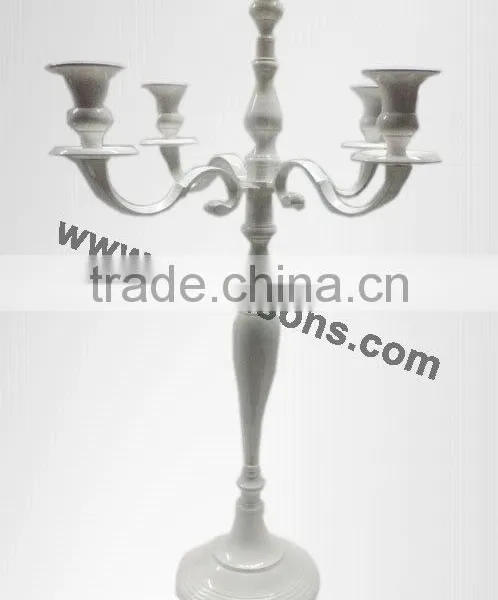 Wedding White Candelabra 5 Light With Flower Bowl( Optional) / Aluminium Candelabra for Decoration 90 Cms photo-2