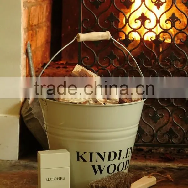 Fireplace Metal Ash/Coal Bucket With Shovel and Brush photo-3