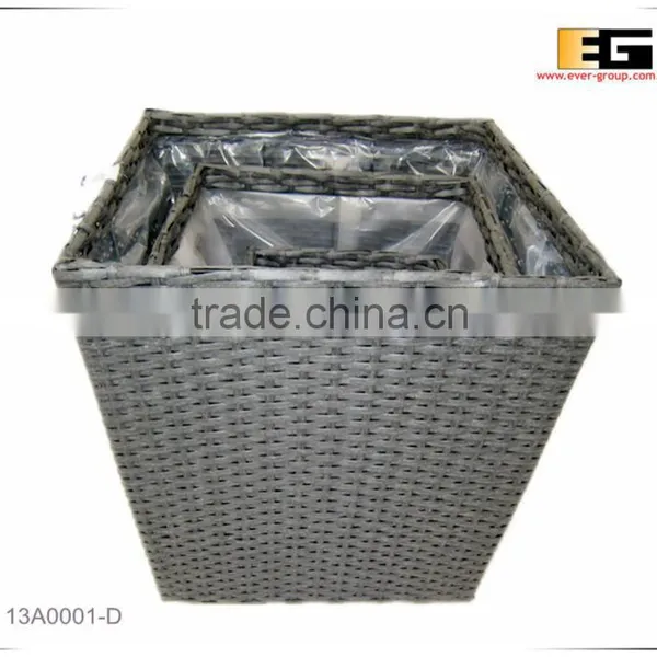 PE/Plastic Rattan Square With Liner Flower Planter photo-2