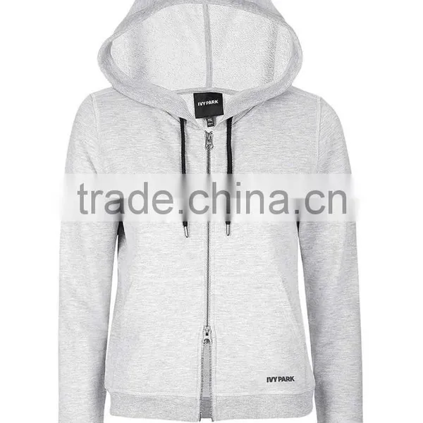 100% Cotton Plain Hoodie Plain Grey White Zip-Through Hoodie Wholesale Custom Made in China photo-2