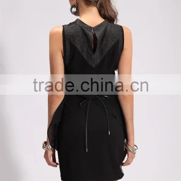 WOMEN'S SUMMER CHIFFON BLACK SLEEVELESS TOP photo-3
