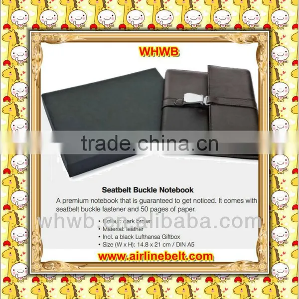 Premium Airplane Seatbelt Buckle Leather Notebook Cover