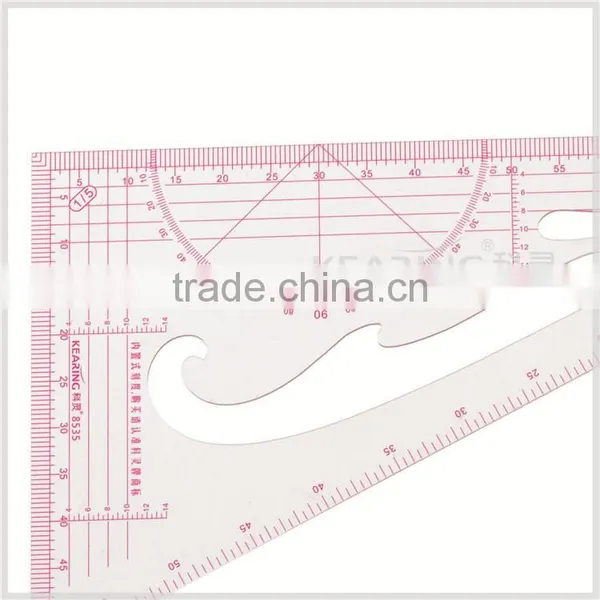 Kearing High Quality Plastic Scale Rulers With Goniometer 1:3 &1:5 Sanwich Line Ruler for Fashion Design#8535 photo-4