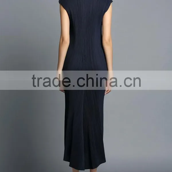 Maxi Sleeveless Plicated Fishtail Women Vest Dress photo-6