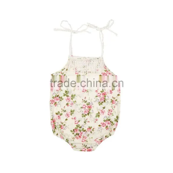 Summer New Design Infant and Toddlers Clothing Cute Baby Girl Floral Lace Romper photo-4
