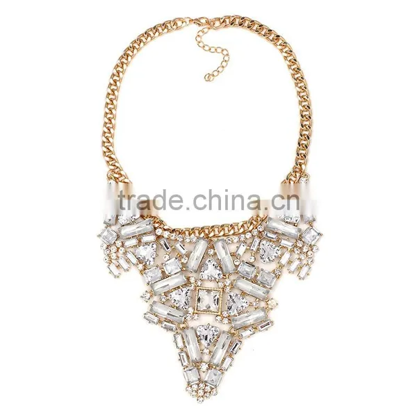 Fashion Crystal Geometric Gems Alloy Statement Necklaces Jewelry photo-4