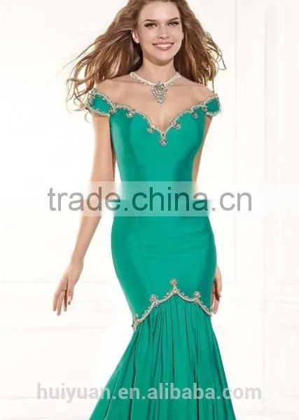 Green Satin Beaded Sweetheart Neckline Sample Design Short Sleeve Dress photo-3