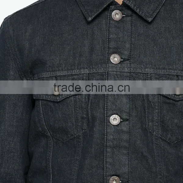 Wholesale Custom Plain Black Winter Man Jacket Denim Factory Price photo-6