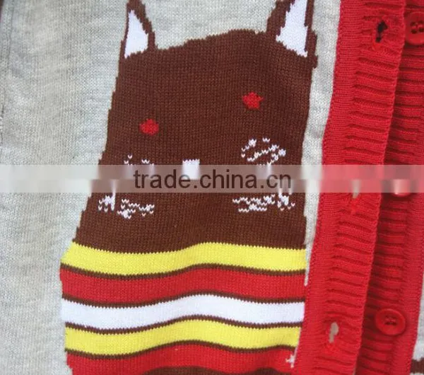 Trendy Unisex Children Anitmal Cartoon Pattern Knitted Cardigan photo-2