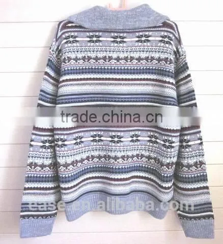 2016 New Design 100% Wool Shrug Men's Intarsia Heavy Winter Sweaters photo-2