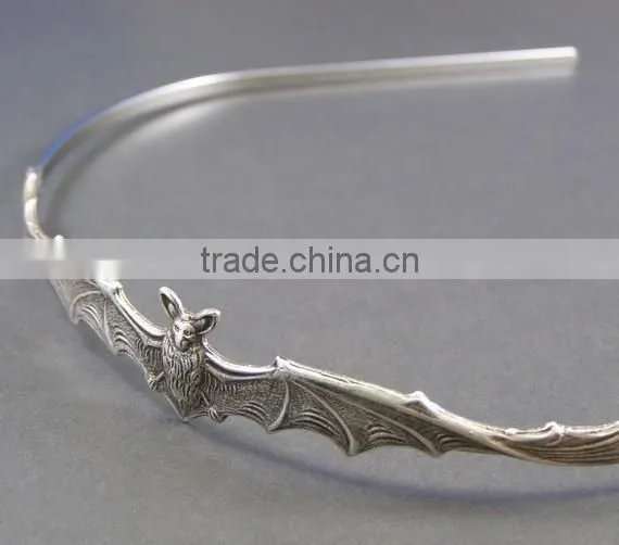 Bat Headband Vampire Silver Head Piece Goth Halloween Hair Accessory photo-5